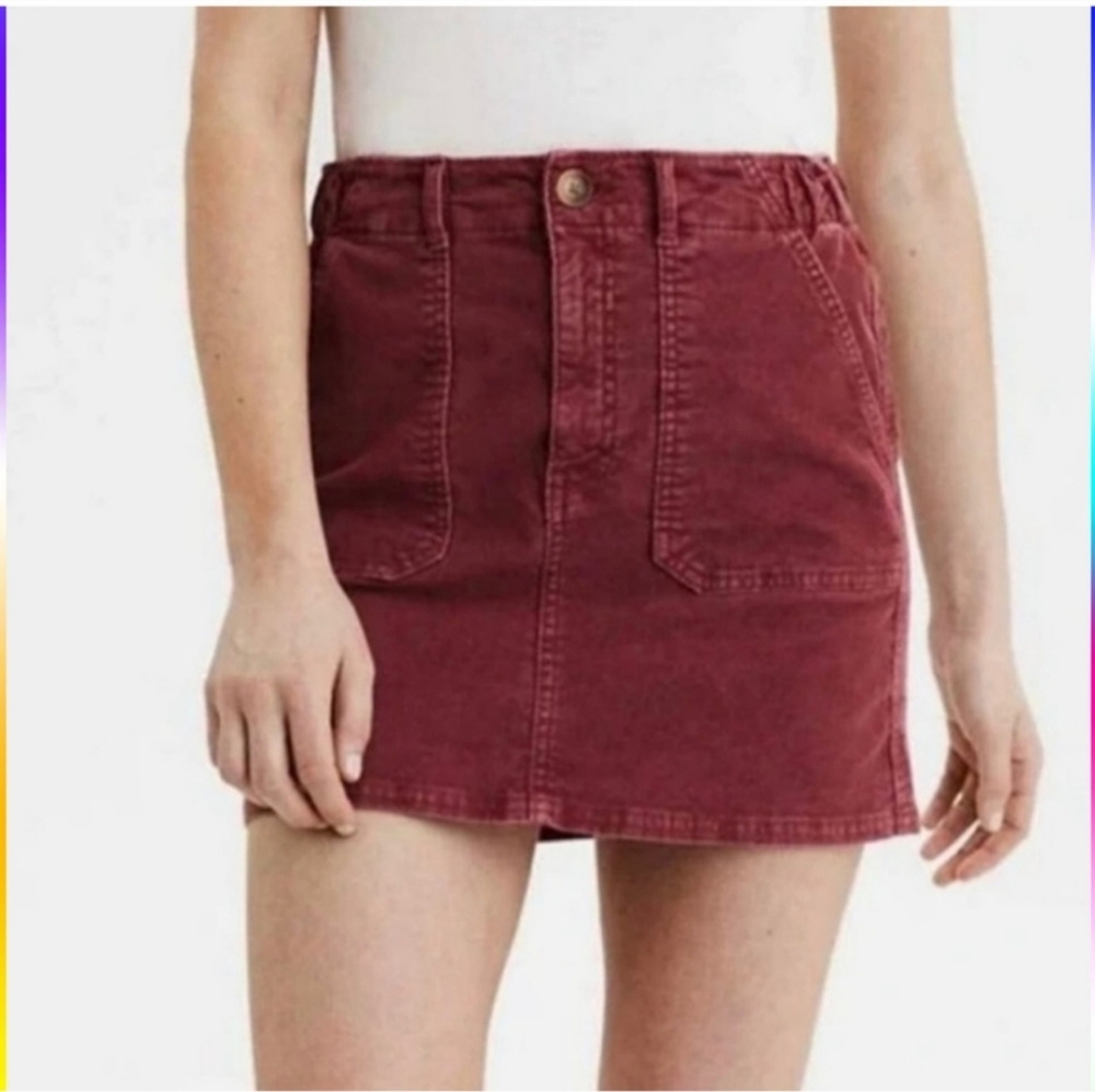 Women's Burgundy Denim Skirt